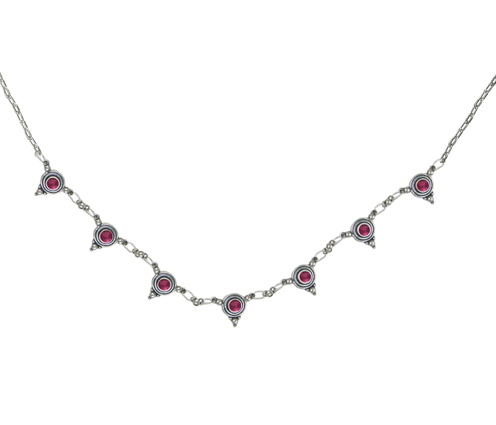 Sterling Silver Gemstone Necklace With Pink Tourmaline